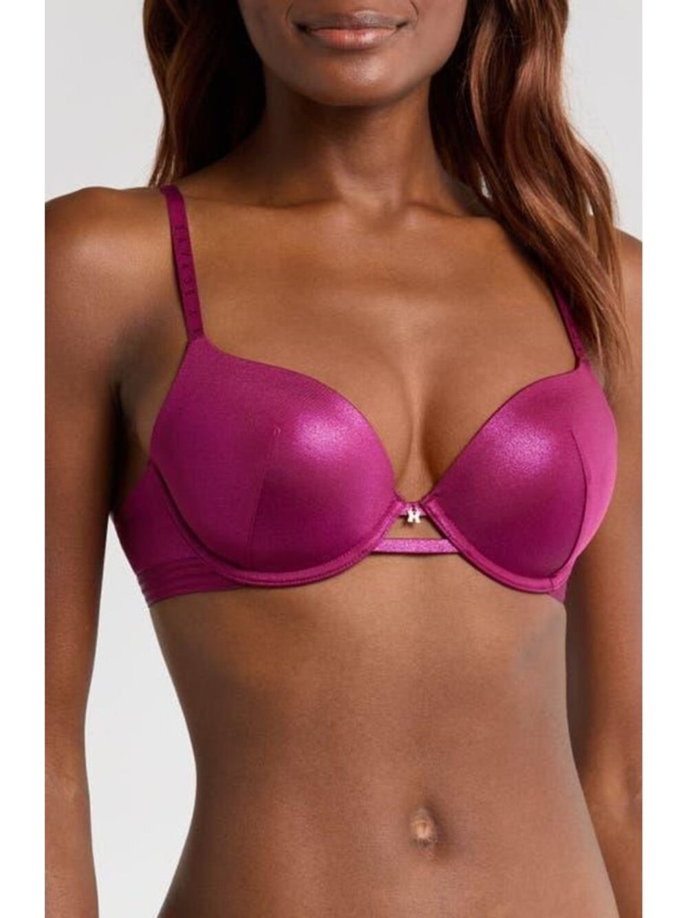 Savage X Fenty Metallic T-Shirt Bra 38DD Purple Caged Back